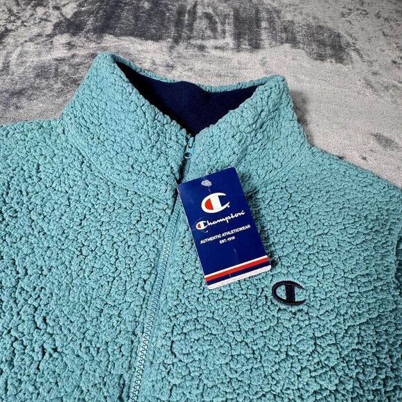 Champion Womens Sz XL Teal Sherpa Fleece Sweatshirt Top 1/4 Zip Athleticwear NWT - Picture 5 of 14
